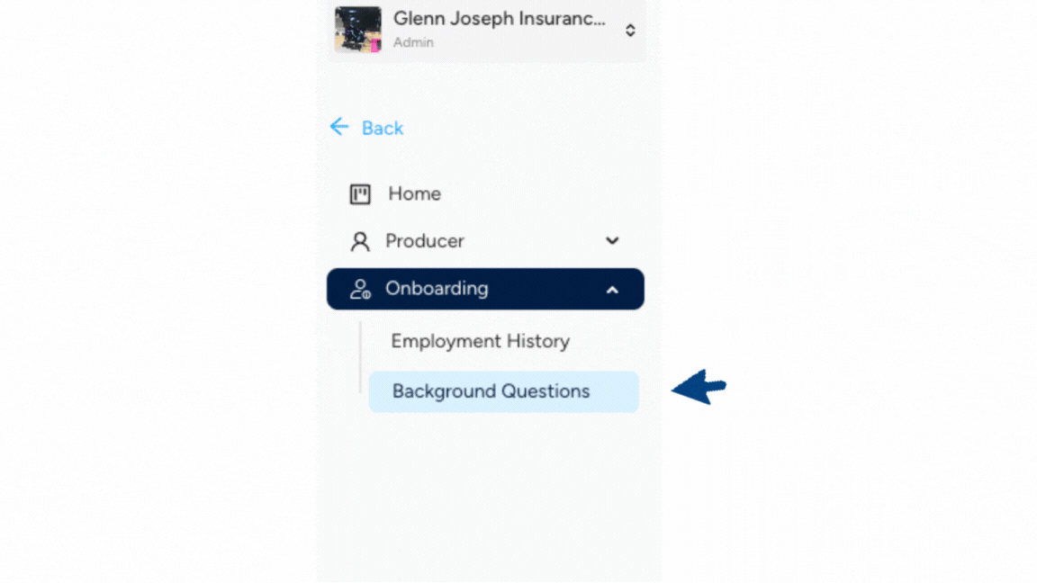 Navigate to background questions