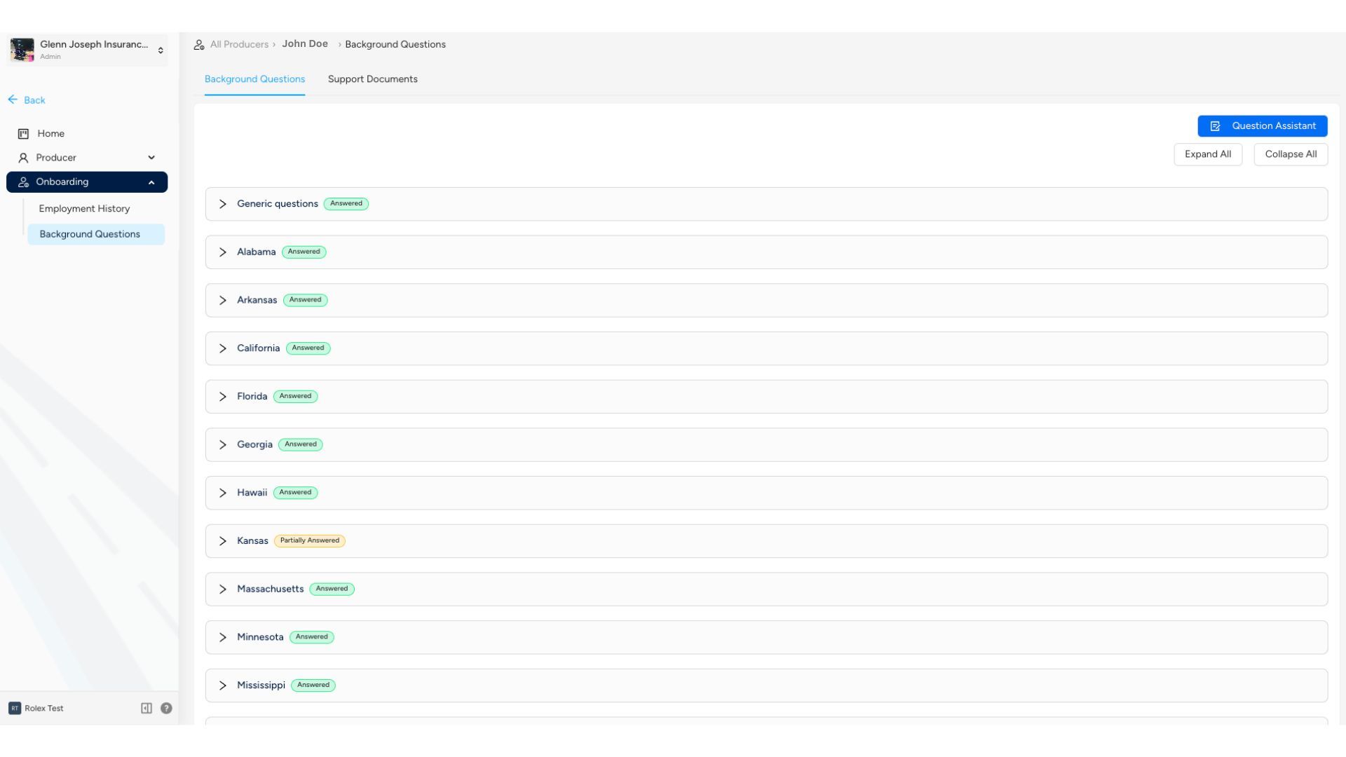 Background questions overview