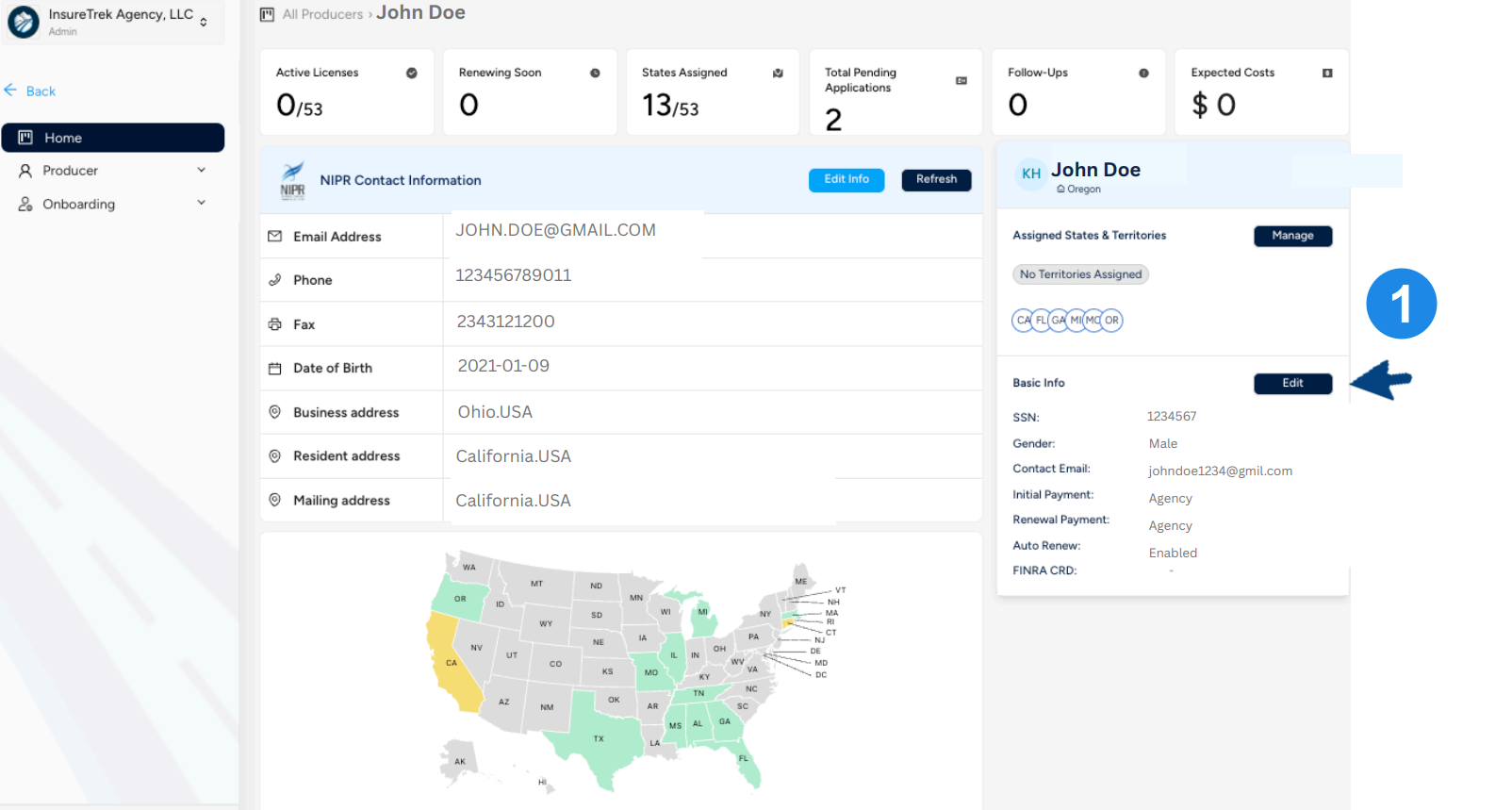 Contact card edit button