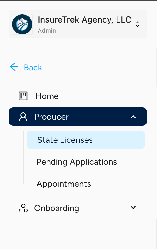 State licenses screen