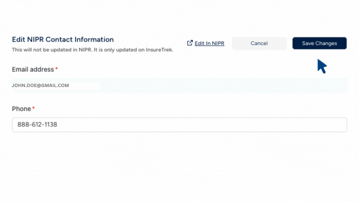 Contact information fields
