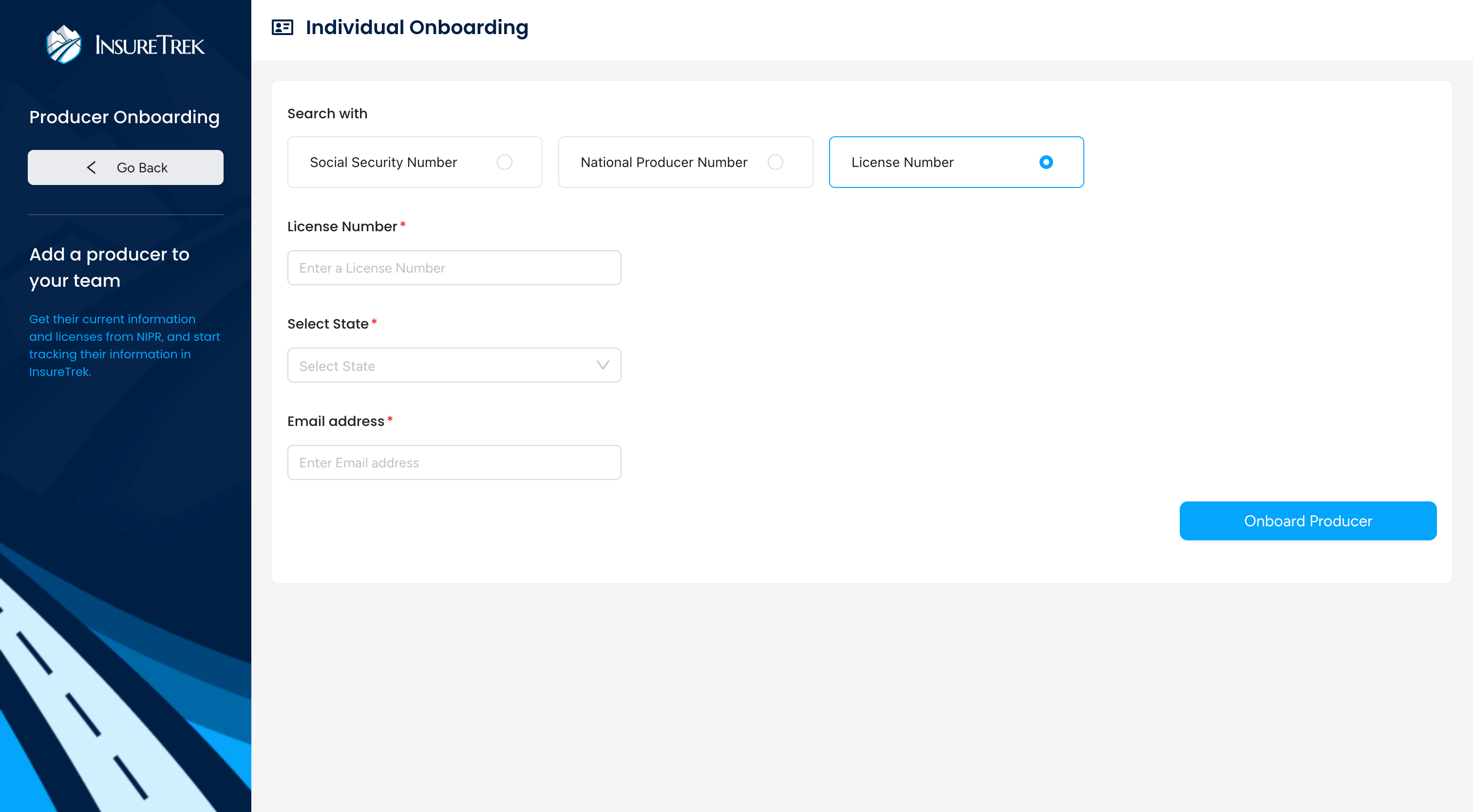 Onboard with license number