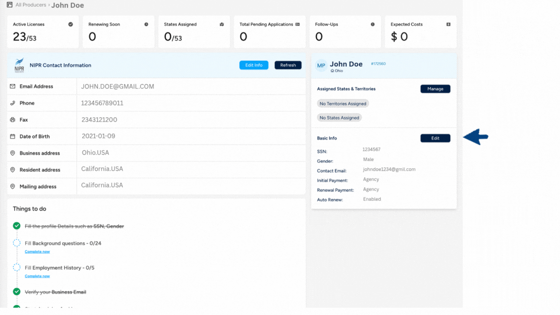 Edit personal information