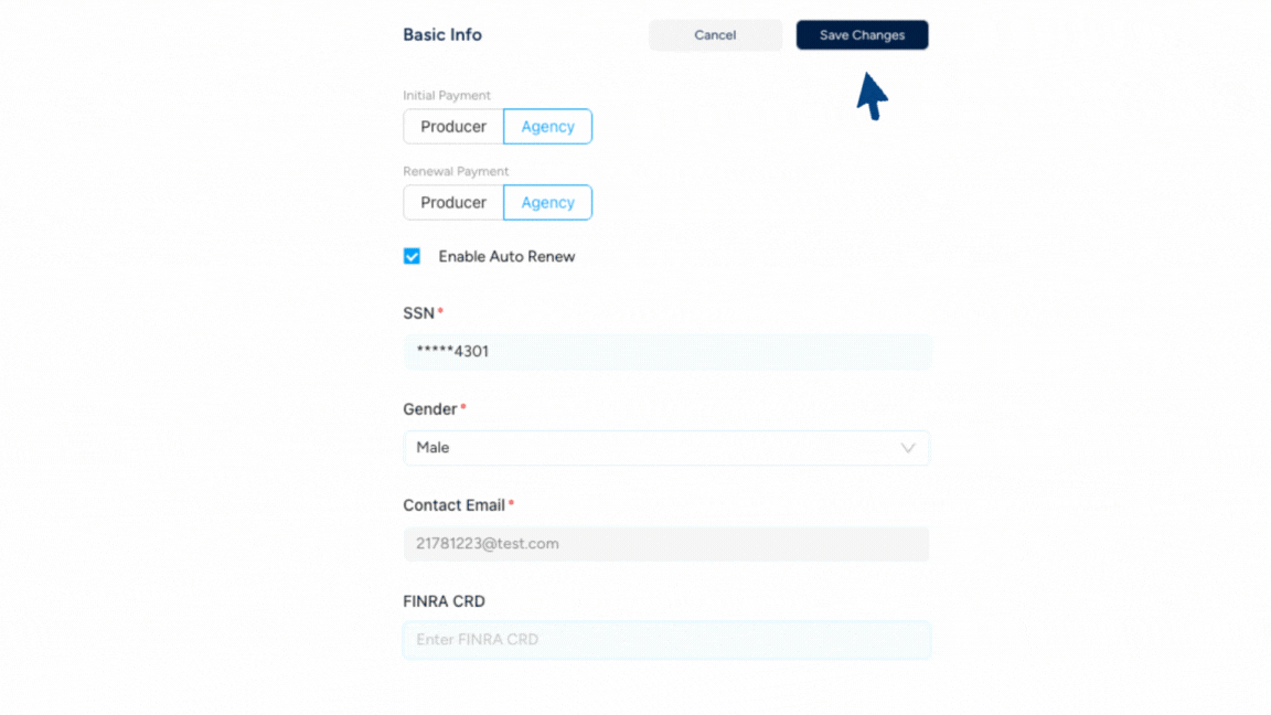 Personal information fields