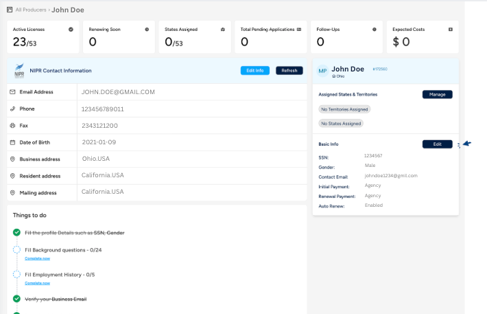 Basic info edit button