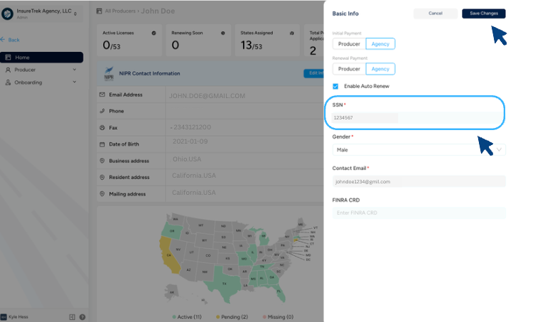 SSN field in edit panel